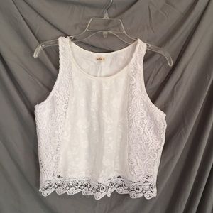 Hollister White Lace Cropped Tank Top